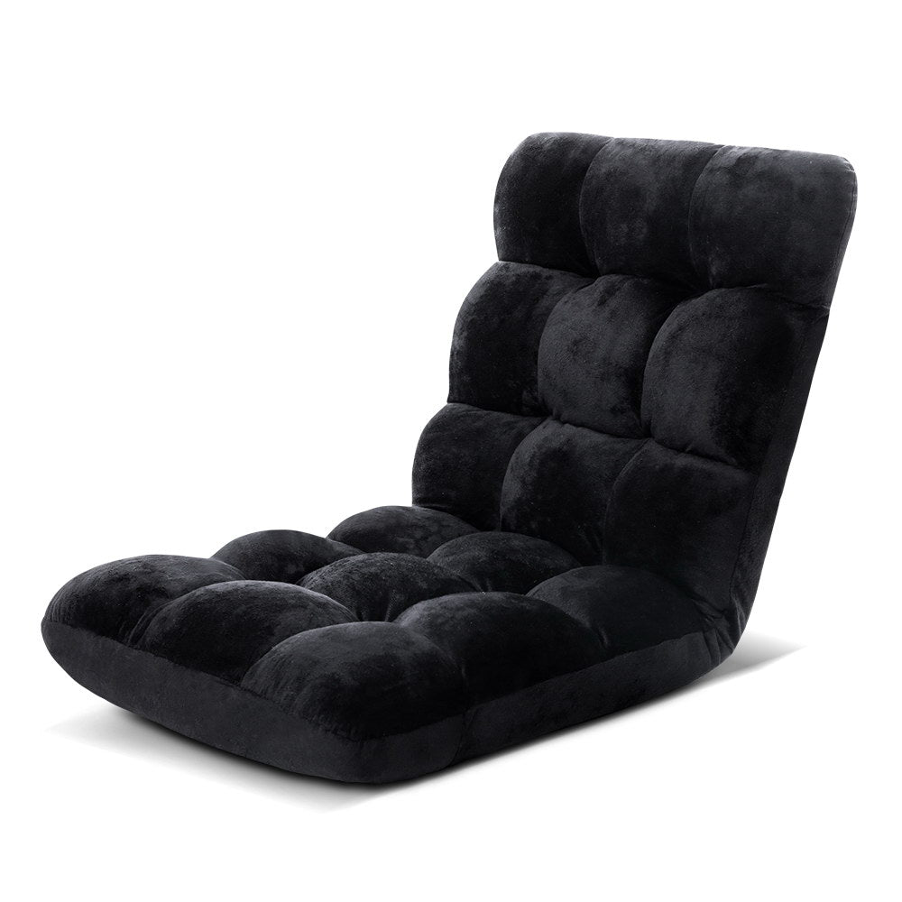 Artiss Adjustable Lounge Sofa Bed Flannel Fabric Black