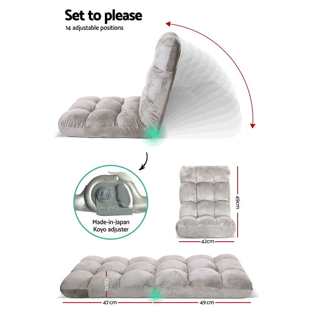 Flannel Grey Adjustable Lounge Sofa Bed