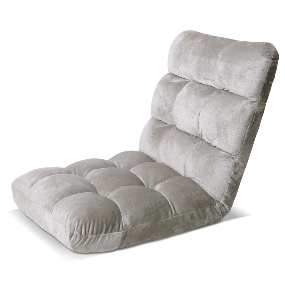 Flannel Grey Adjustable Lounge Sofa Bed