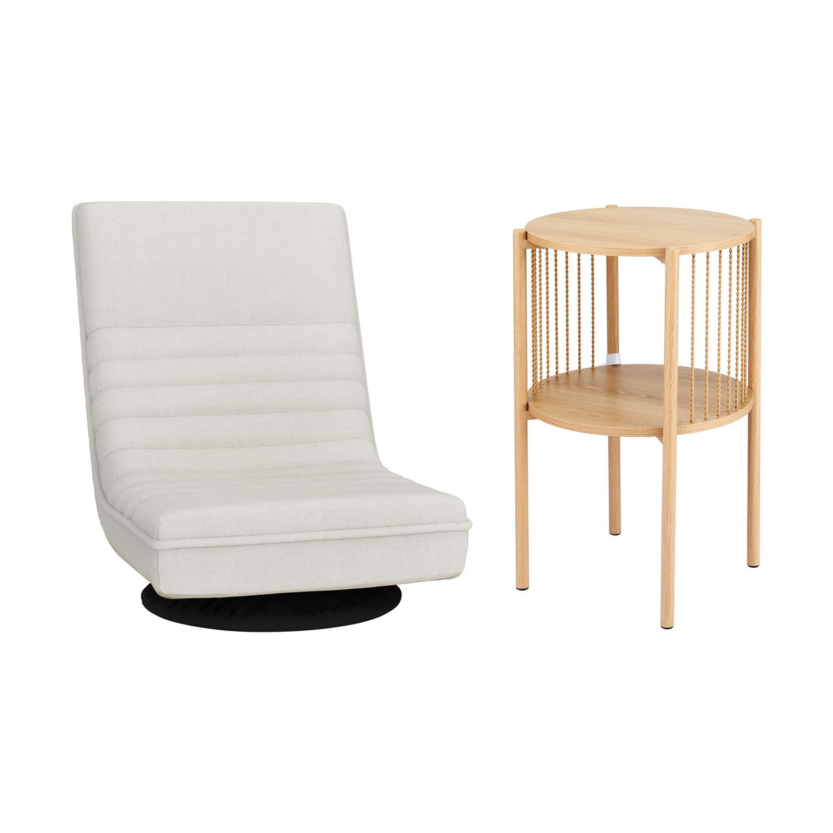 Artiss Folding Floor Lounge Chair and 2 Tier Round Coffee Table Set