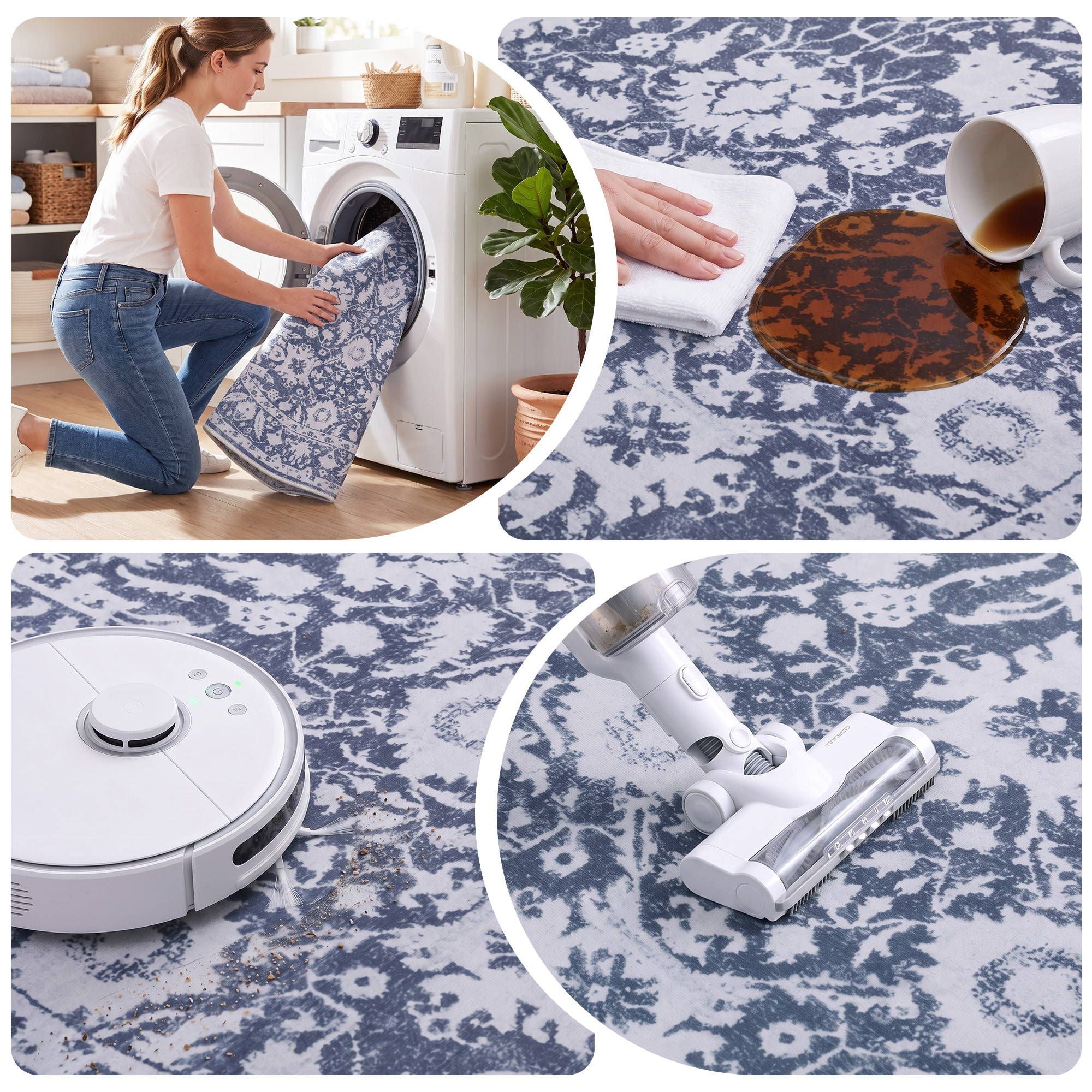 Artiss 120 cm Roung Rugs for Living Room Pad-Free Dense Dot Backing Stops Slipping & Robot Vacuum Friendly, Vintage Carpet for Reading Nook Dining Area, 100% Polyester Washable