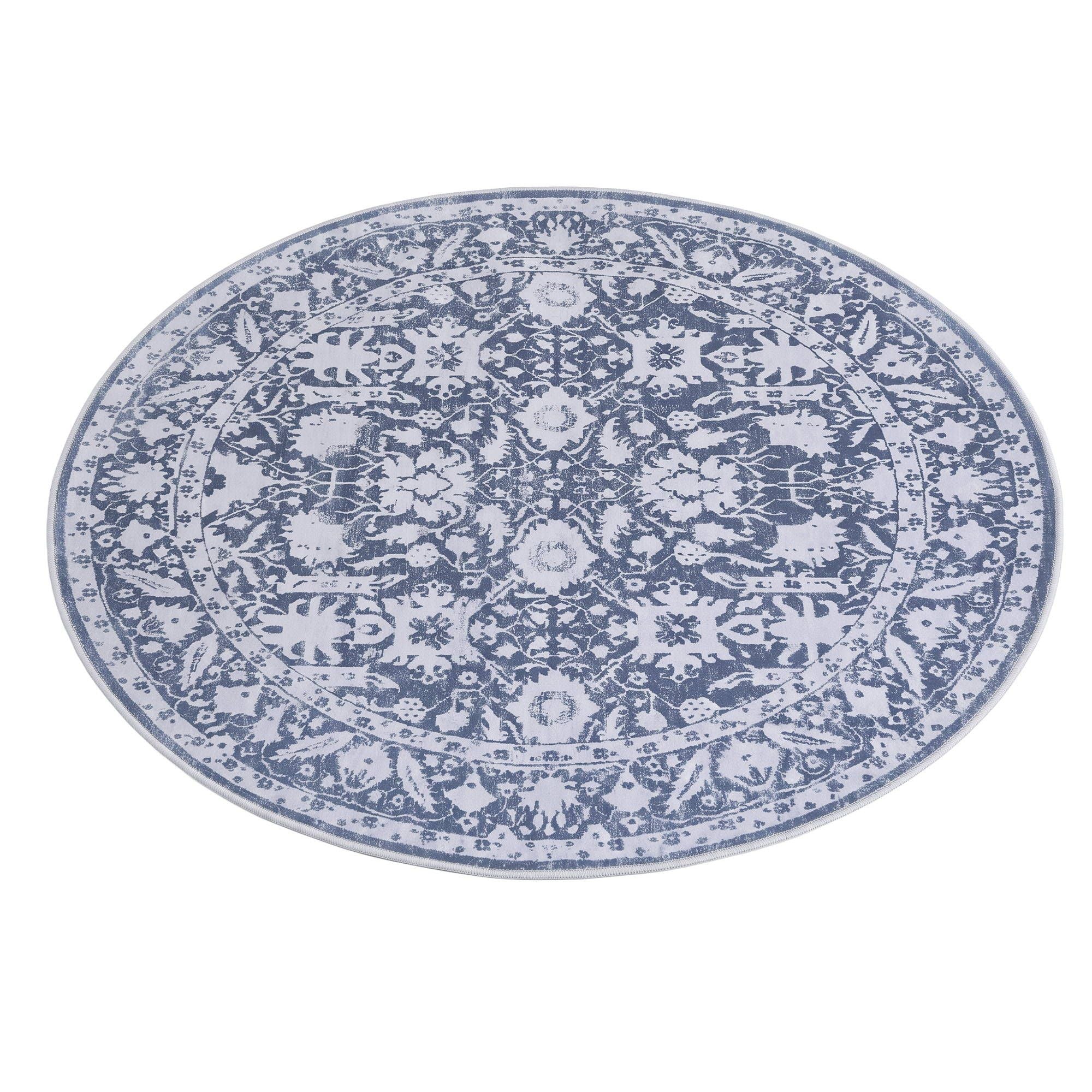 Artiss 120 cm Roung Rugs for Living Room Pad-Free Dense Dot Backing Stops Slipping & Robot Vacuum Friendly, Vintage Carpet for Reading Nook Dining Area, 100% Polyester Washable