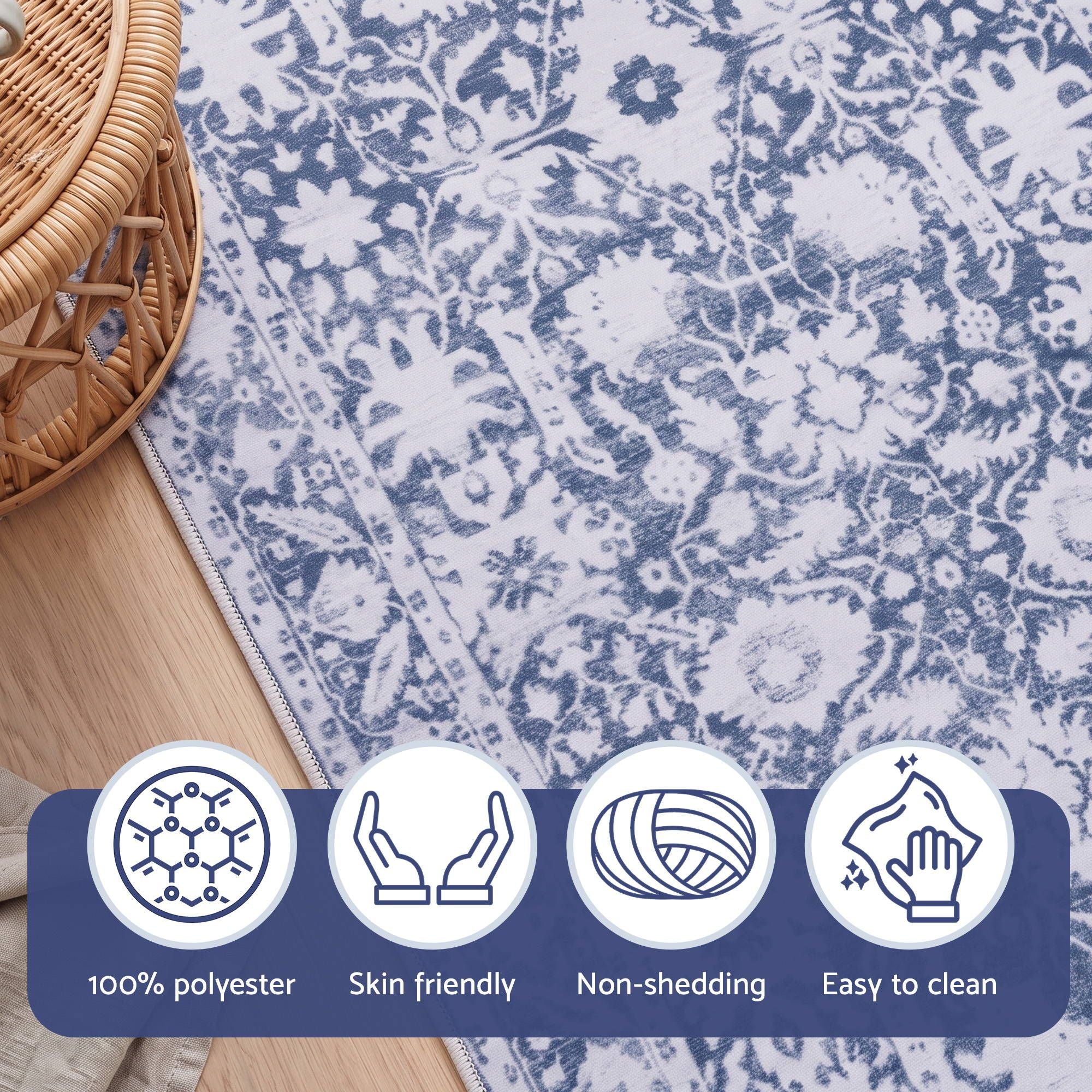Artiss 60 x 300 cm Runner Rugs for Hallway Bedroom Pad-Free Dense Dot Backing Stops Slipping & Robot Vacuum Friendly, Vintage Carpet for Reading Nook Dining Area, 100% Polyester Washable