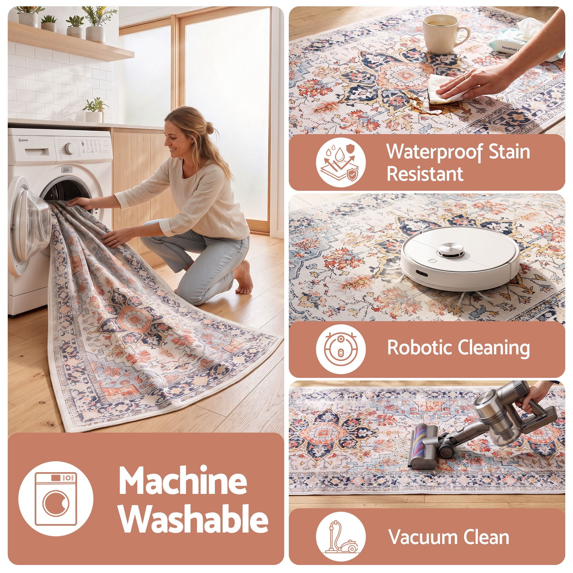 Artiss 60 x 120 cm Runner Rugs For Living Room No Heavy Rubber Crease-Free Foldable Design For Kitchen Entryway And Bedroom 100% Polyester Water-repellent Resistant Non-Shedding