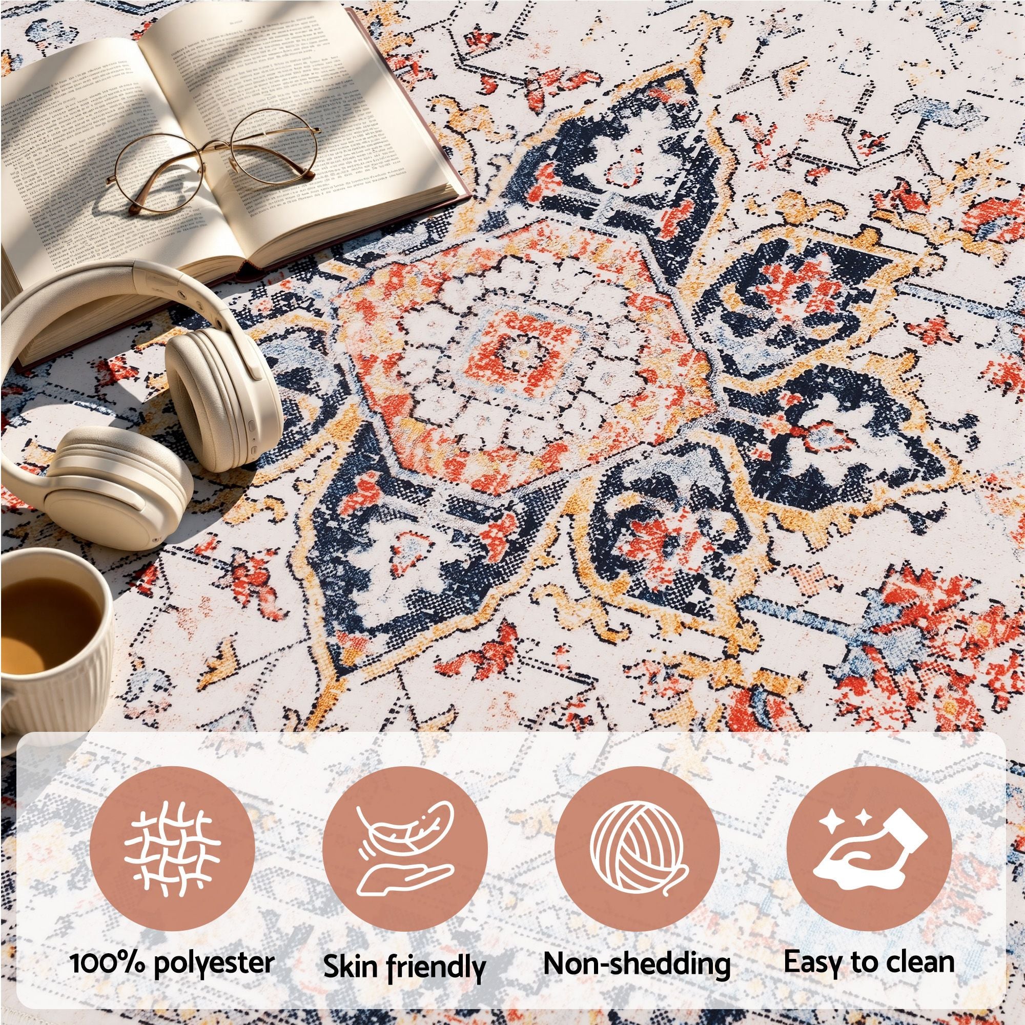 Artiss 60 x 300 cm Runner Rugs For Living Room No Heavy Rubber Crease-Free Foldable Design For Kitchen Entryway And Bedroom 100% Polyester Water-repellent Resistant Non-Shedding