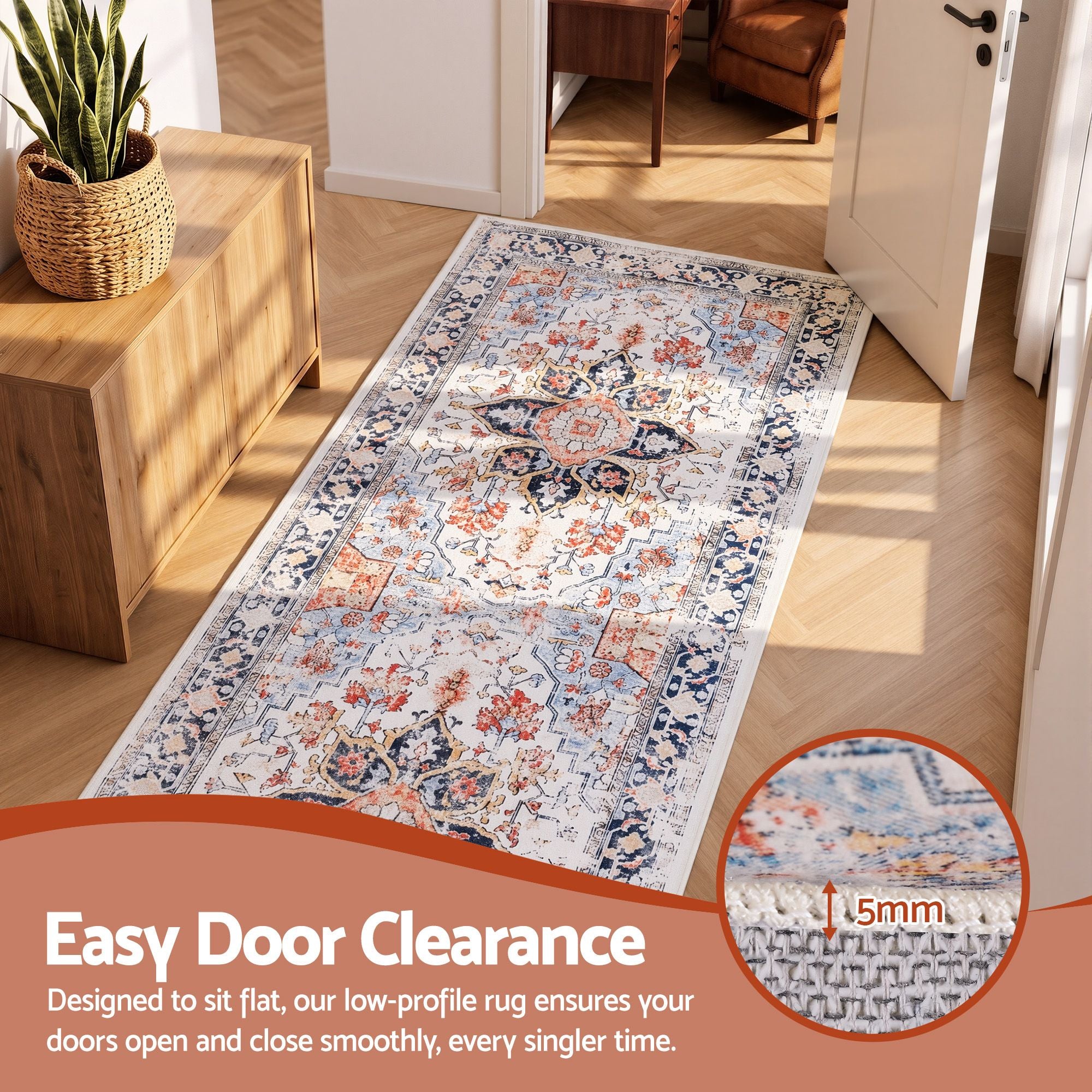 Artiss 60 x 300 cm Runner Rugs For Living Room No Heavy Rubber Crease-Free Foldable Design For Kitchen Entryway And Bedroom 100% Polyester Water-repellent Resistant Non-Shedding