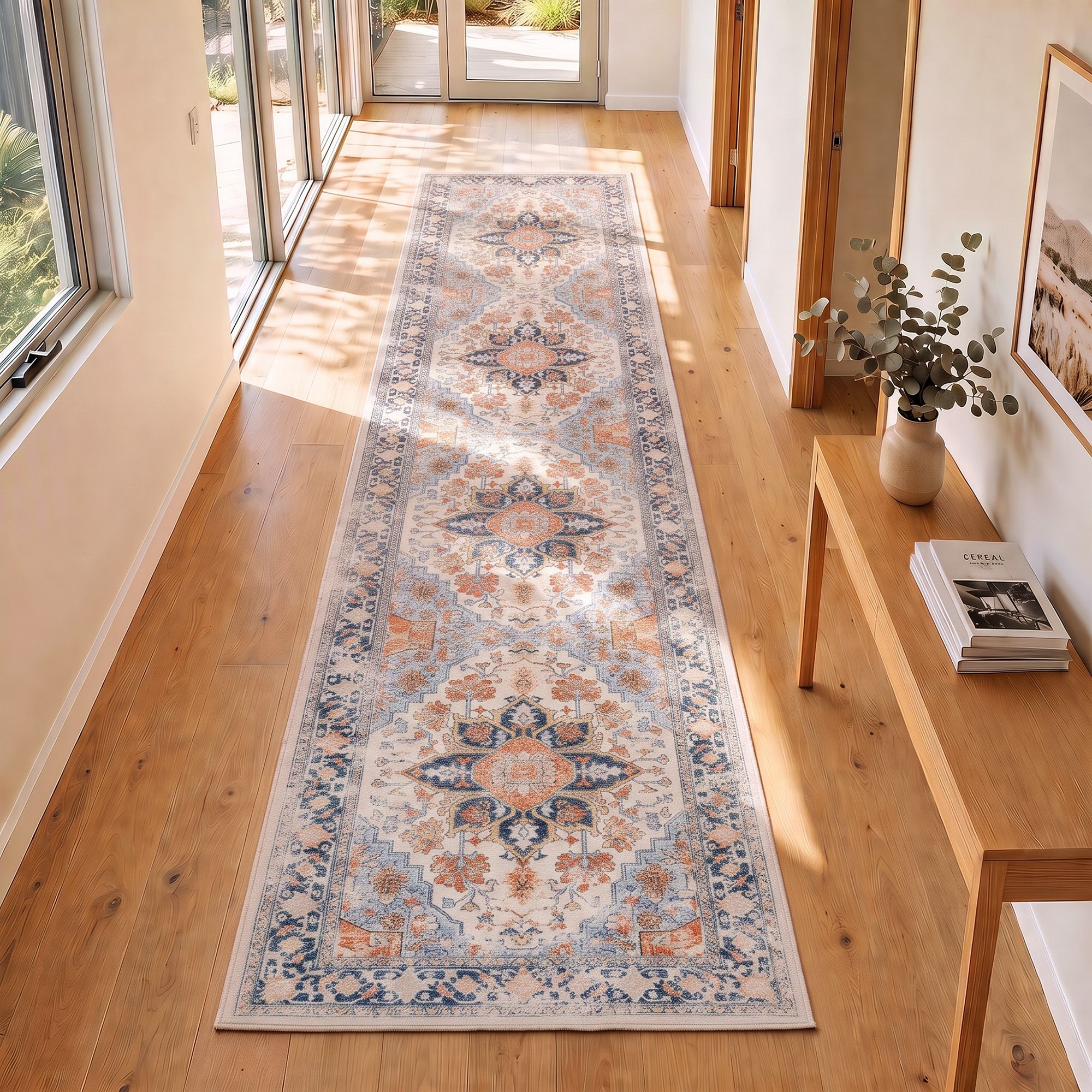 Artiss 60 x 300 cm Runner Rugs For Living Room No Heavy Rubber Crease-Free Foldable Design For Kitchen Entryway And Bedroom 100% Polyester Water-repellent Resistant Non-Shedding