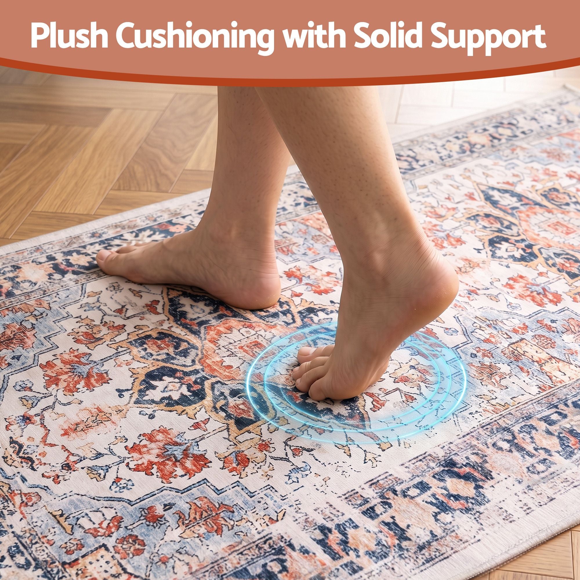 Artiss 80 x 180 cm Runner Rugs For Living Room No Heavy Rubber Crease-Free Foldable Design For Kitchen Entryway And Bedroom 100% Polyester Water-repellent Resistant Non-Shedding