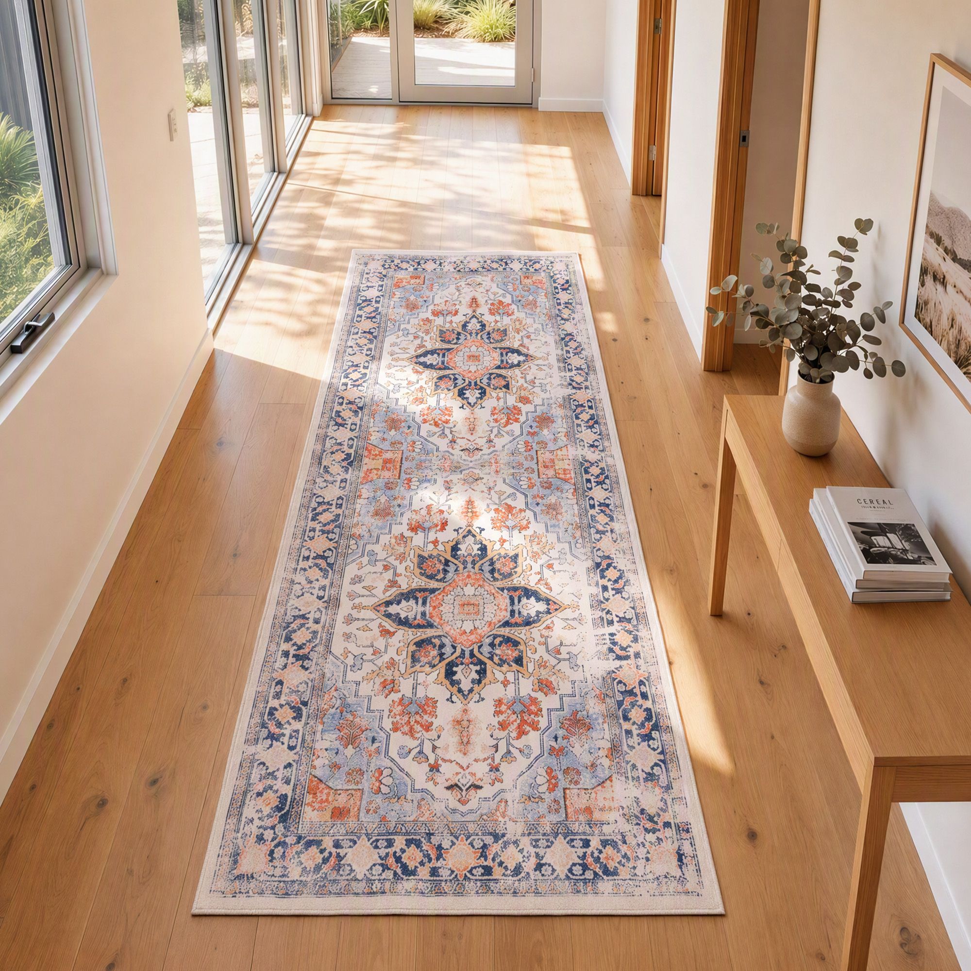 Artiss 80 x 180 cm Runner Rugs For Living Room No Heavy Rubber Crease-Free Foldable Design For Kitchen Entryway And Bedroom 100% Polyester Water-repellent Resistant Non-Shedding
