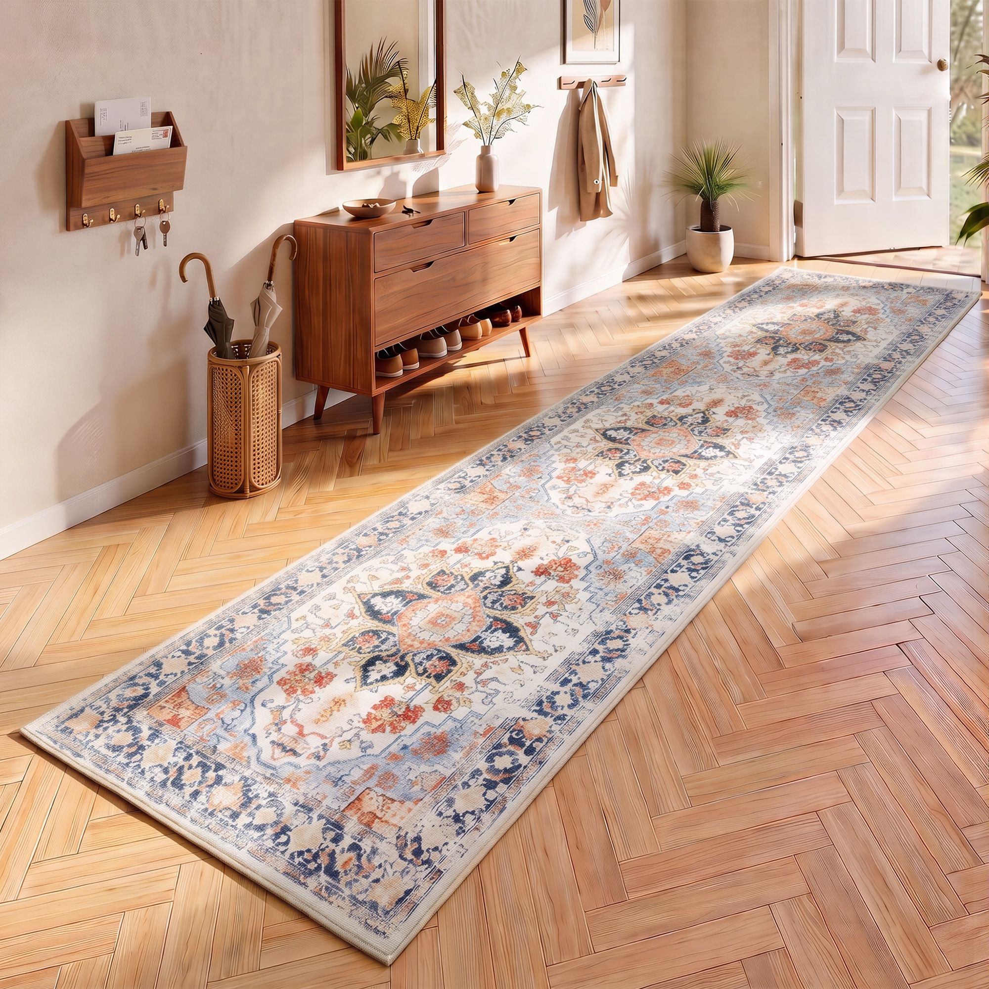 Artiss 80 x 300 cm Runner Rugs For Living Room No Heavy Rubber Crease-Free Foldable Design For Kitchen Entryway And Bedroom 100% Polyester Water-repellent Resistant Non-Shedding