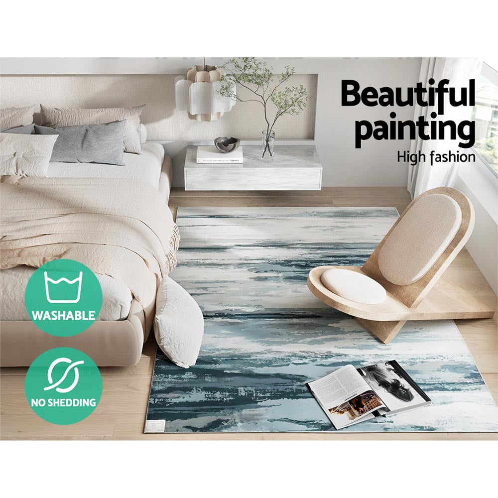 Poca 160x230cm Large Washable Area Rug Short Pile Velvet Feel