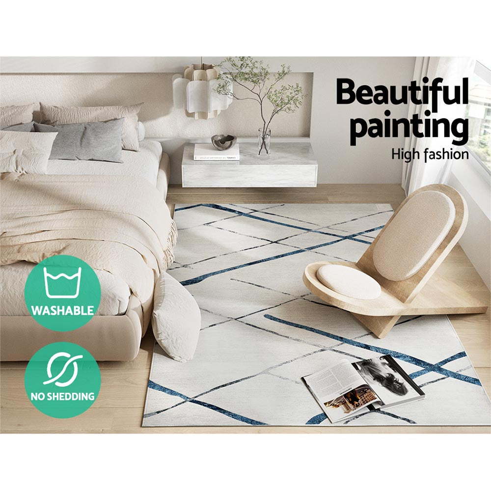 Jaca 160x230cm Large Washable Area Rug Short Pile Geometric Design