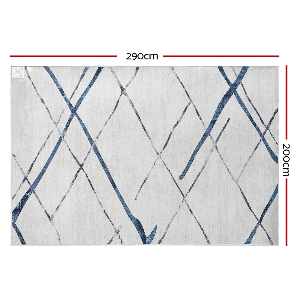 Jaca 200x290cm Area Rug Washable Soft Short Pile Geometric Lines