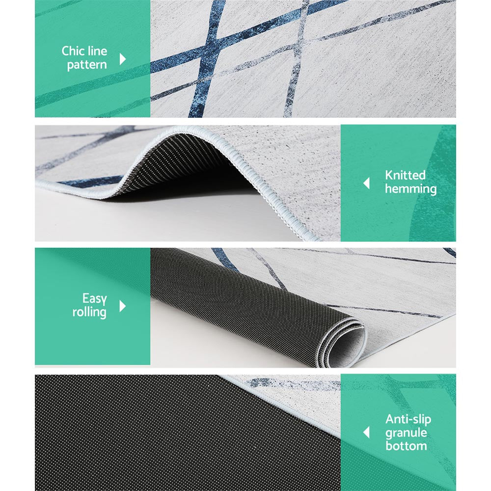 Jaca 200x290cm Area Rug Washable Soft Short Pile Geometric Lines