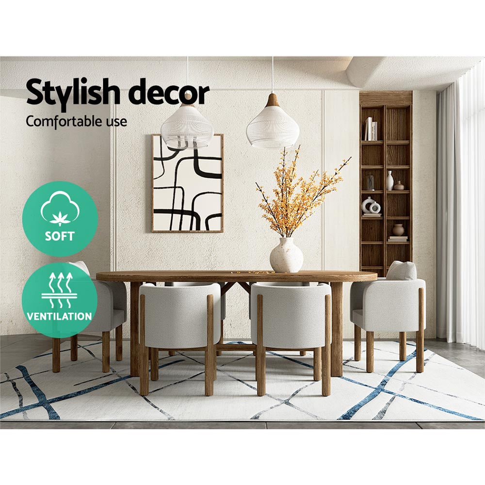 Jaca 200x290cm Area Rug Washable Soft Short Pile Geometric Lines
