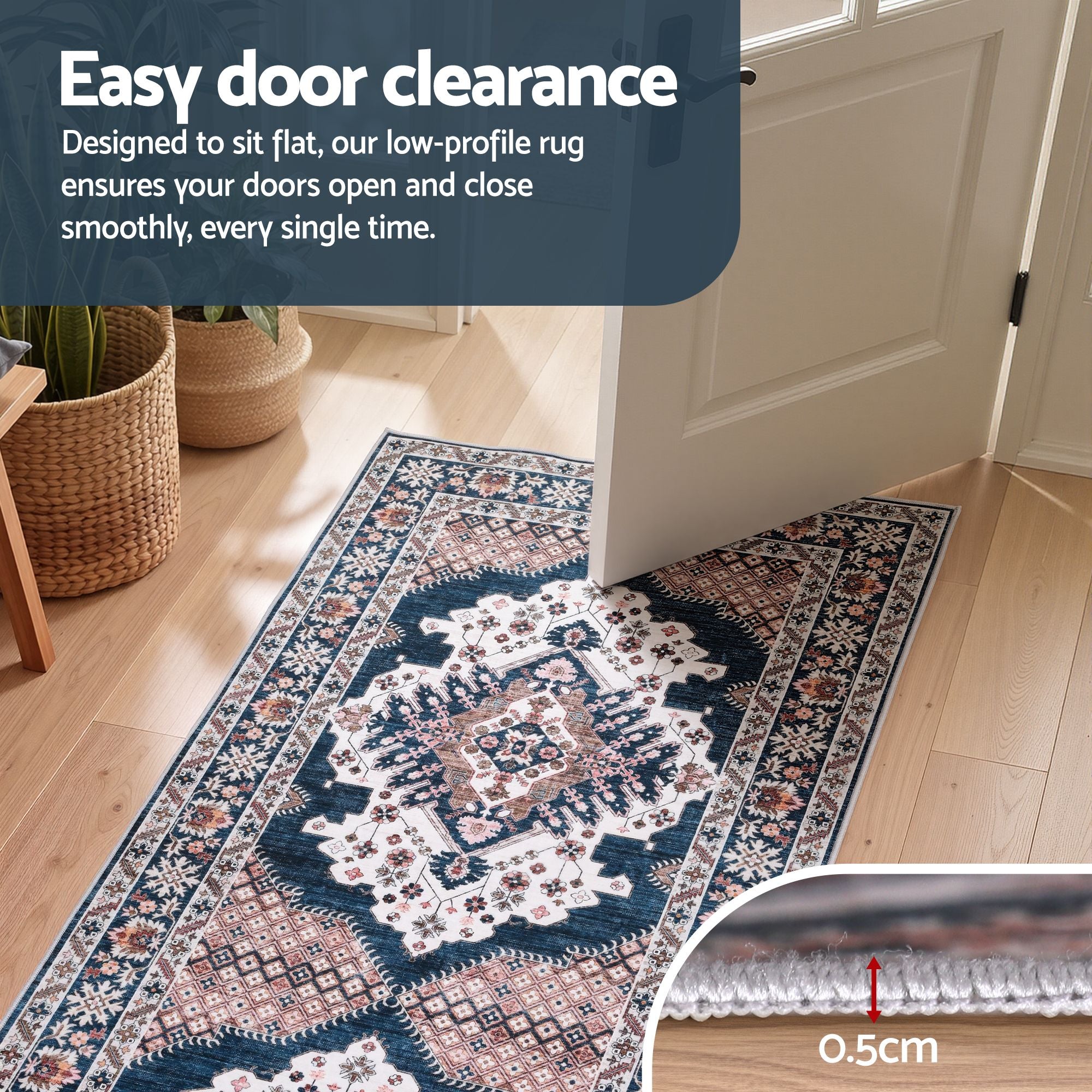 Artiss 60 x 120 cm Washable Runner Area Rug No Hard Glue Quilt-Like Soft for Home Decor, 0.5cm Ultra-Thin Pet Friendly Bohemian Medallion Bedroom Carpet