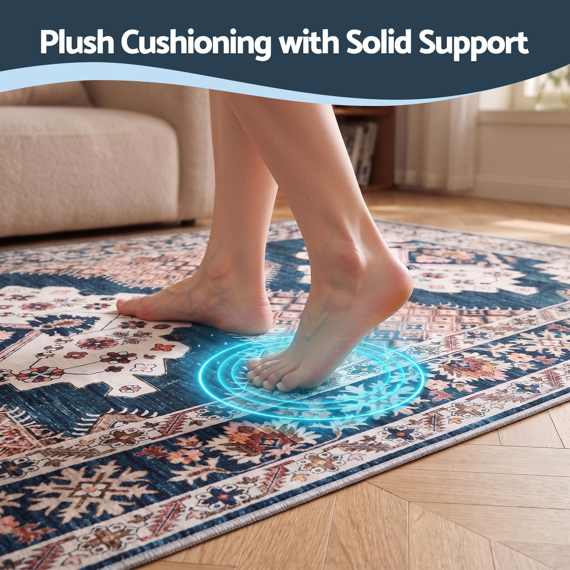 Artiss 60 x 120 cm Washable Runner Area Rug No Hard Glue Quilt-Like Soft for Home Decor, 0.5cm Ultra-Thin Pet Friendly Bohemian Medallion Bedroom Carpet