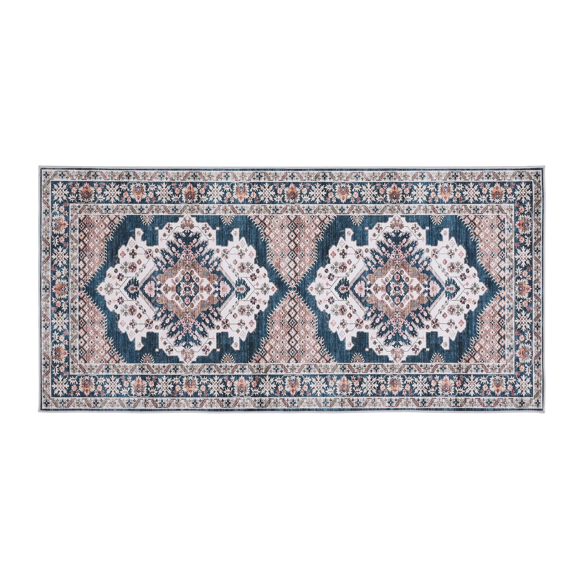 Artiss 60 x 120 cm Washable Runner Area Rug No Hard Glue Quilt-Like Soft for Home Decor, 0.5cm Ultra-Thin Pet Friendly Bohemian Medallion Bedroom Carpet
