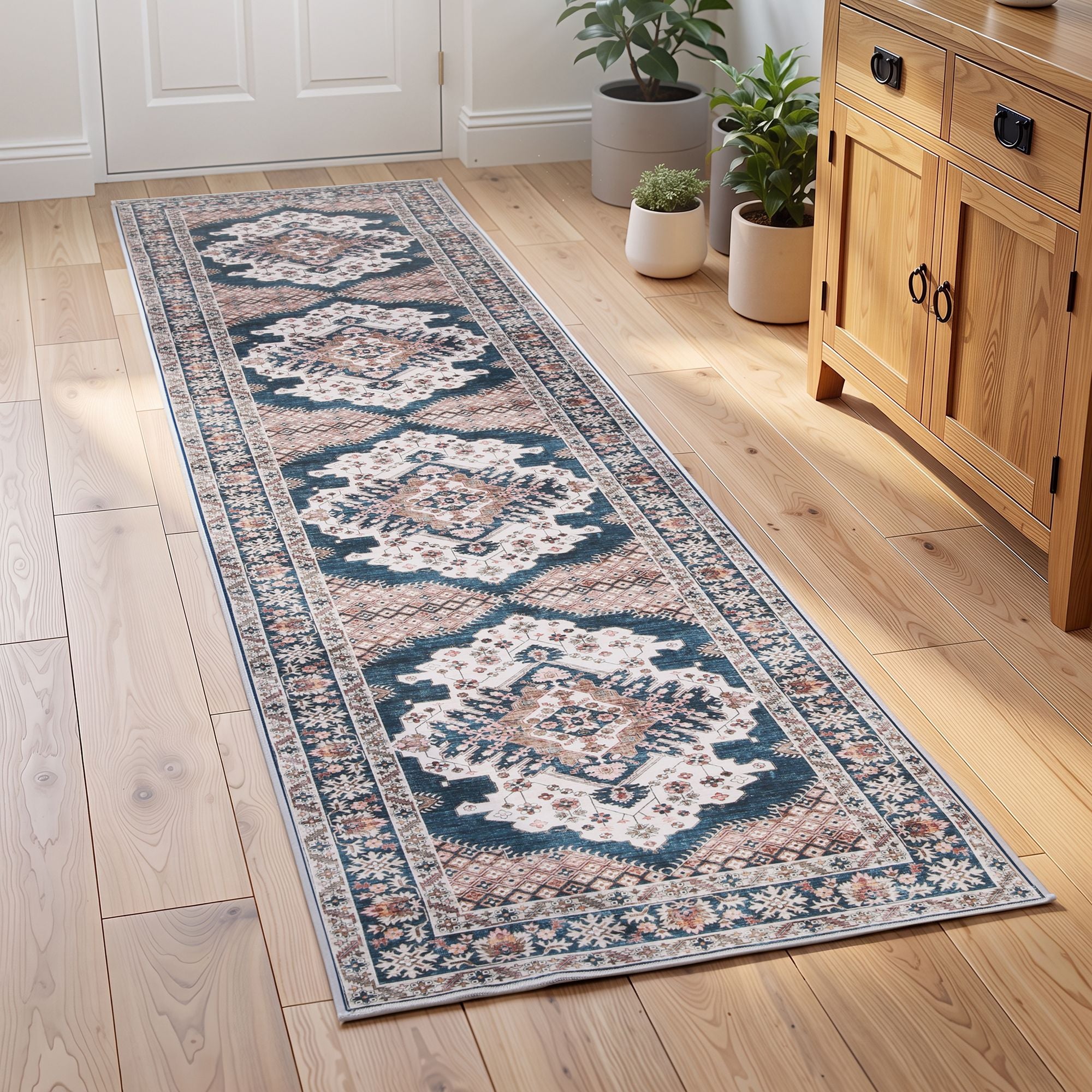 Artiss 60 x 300 cm Washable Runner Area Rug No Hard Glue Quilt-Like Soft for Home Decor, 0.5cm Ultra-Thin Pet Friendly Bohemian Medallion Bedroom Carpet