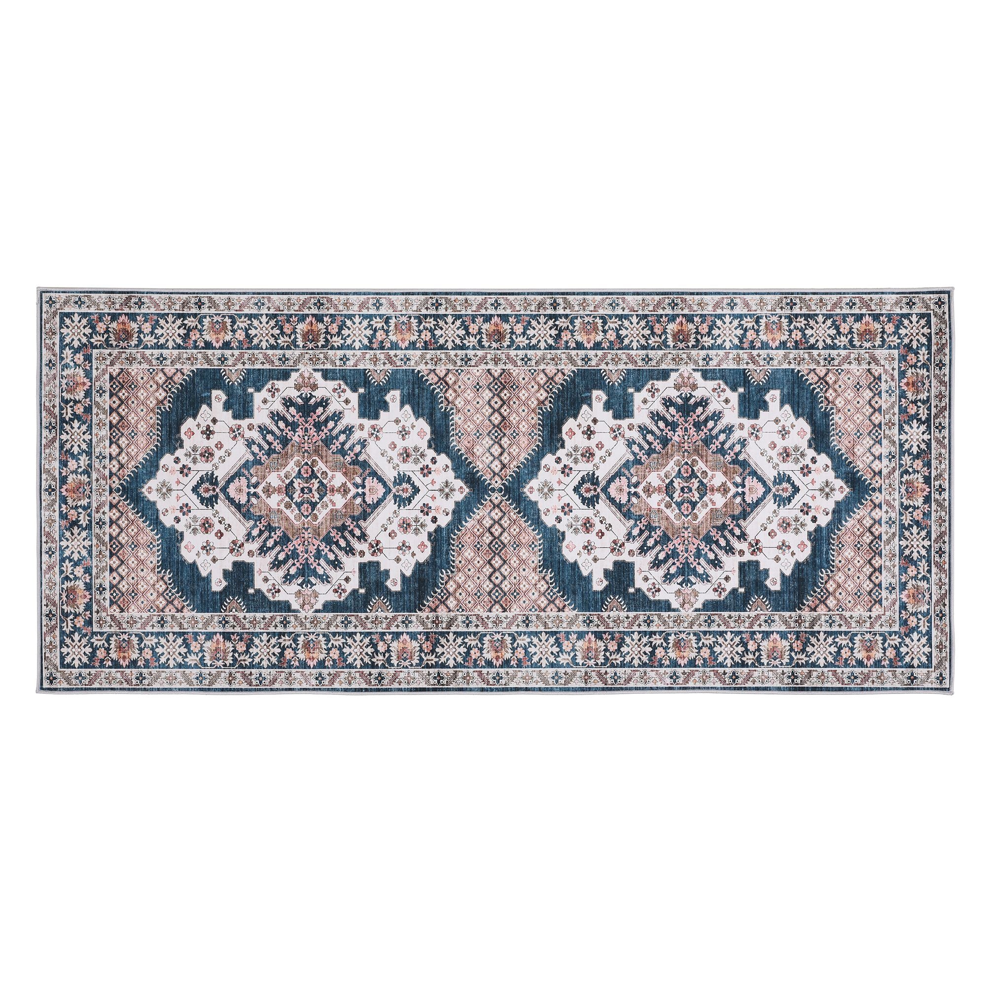 Artiss 80 x 180 cm Washable Runner Area Rug No Hard Glue Quilt-Like Soft for Home Decor, 0.5cm Ultra-Thin Pet Friendly Bohemian Medallion Bedroom Carpet