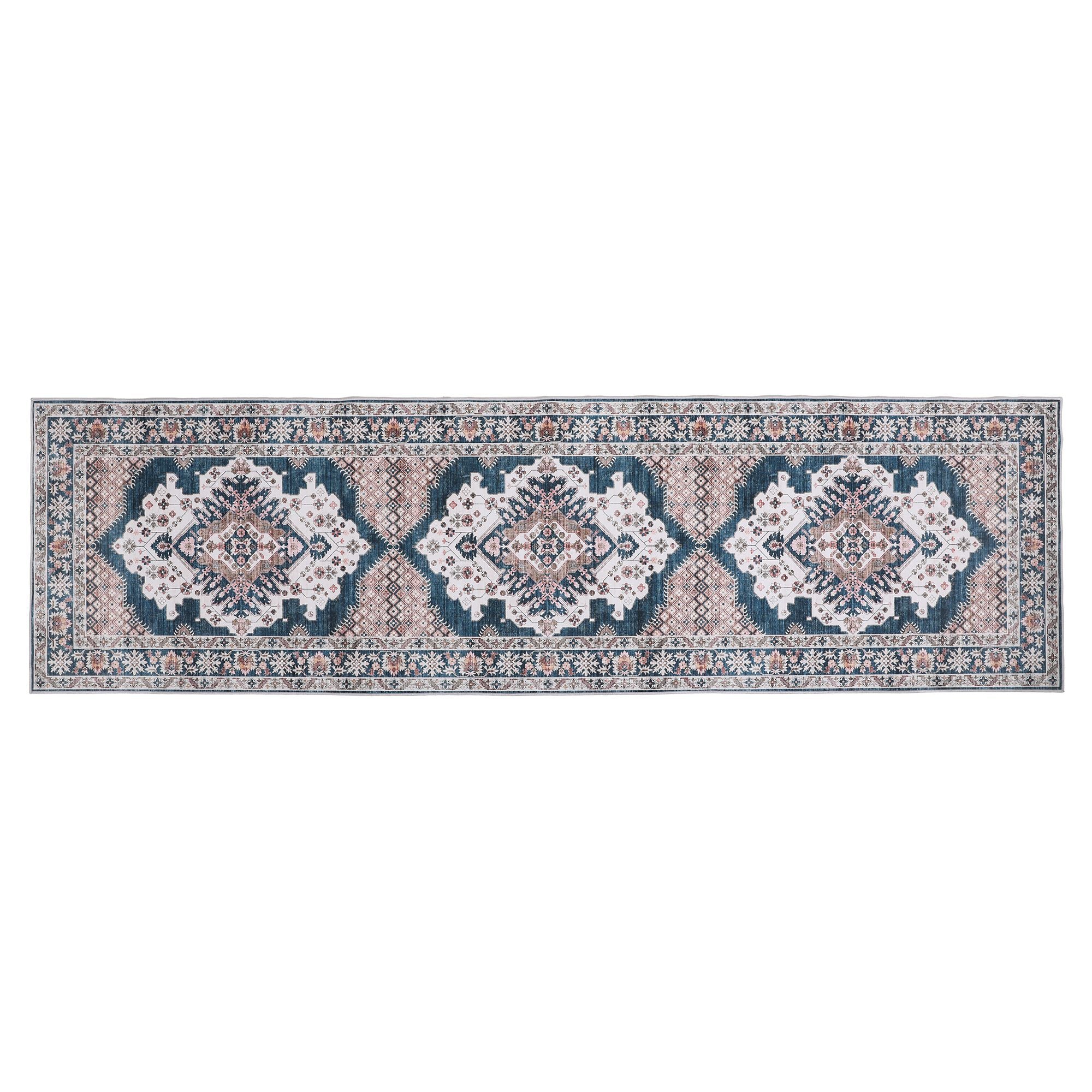 Artiss 80 x 300 cm Washable Runner Area Rug No Hard Glue Quilt-Like Soft for Home Decor, 0.5cm Ultra-Thin Pet Friendly Bohemian Medallion Bedroom Carpet