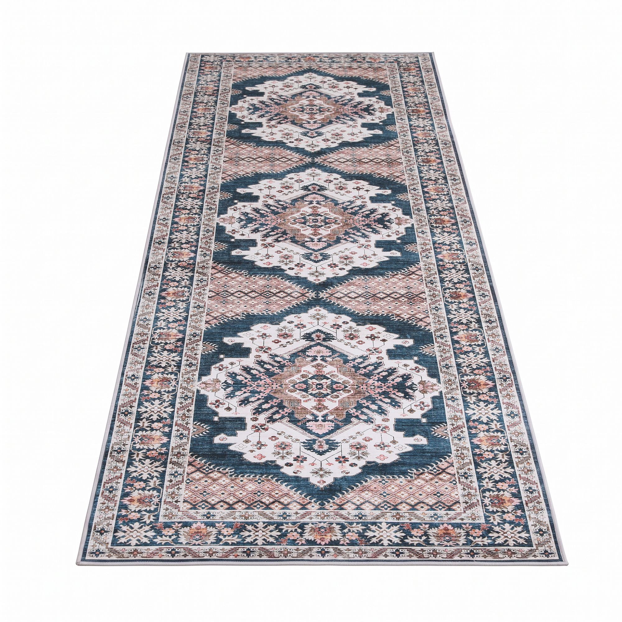 Artiss 80 x 300 cm Washable Runner Area Rug No Hard Glue Quilt-Like Soft for Home Decor, 0.5cm Ultra-Thin Pet Friendly Bohemian Medallion Bedroom Carpet