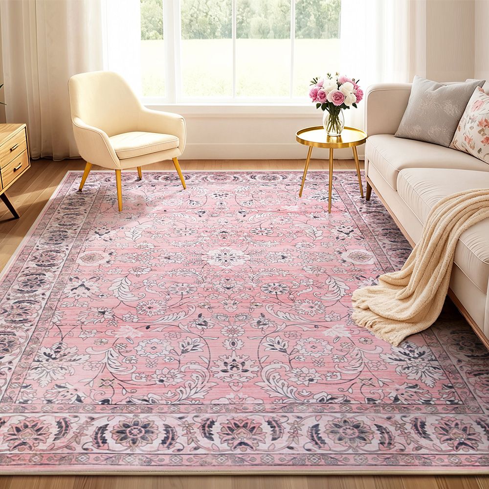 Artiss Vintage Floral Washable Rug 240x340cm Large Area Rug