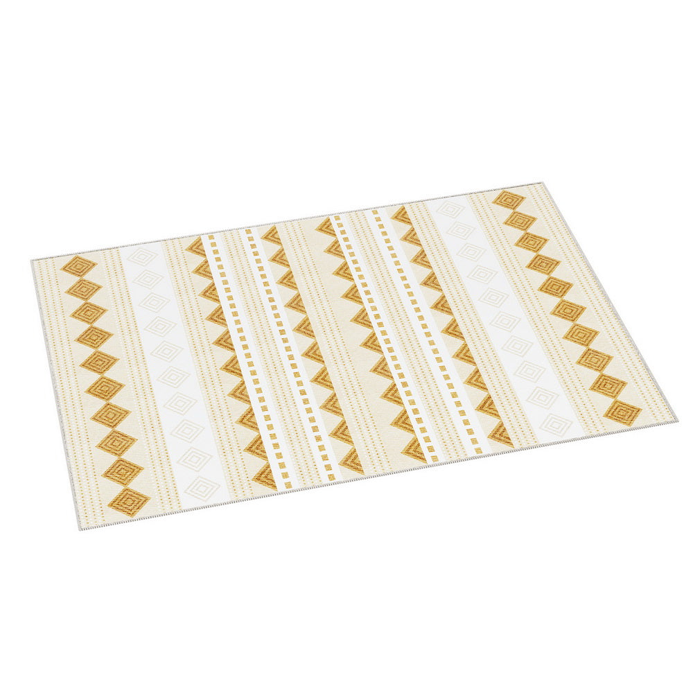 Ella Large Area Rug 200x290cm Washable Bohemian Yellow/White