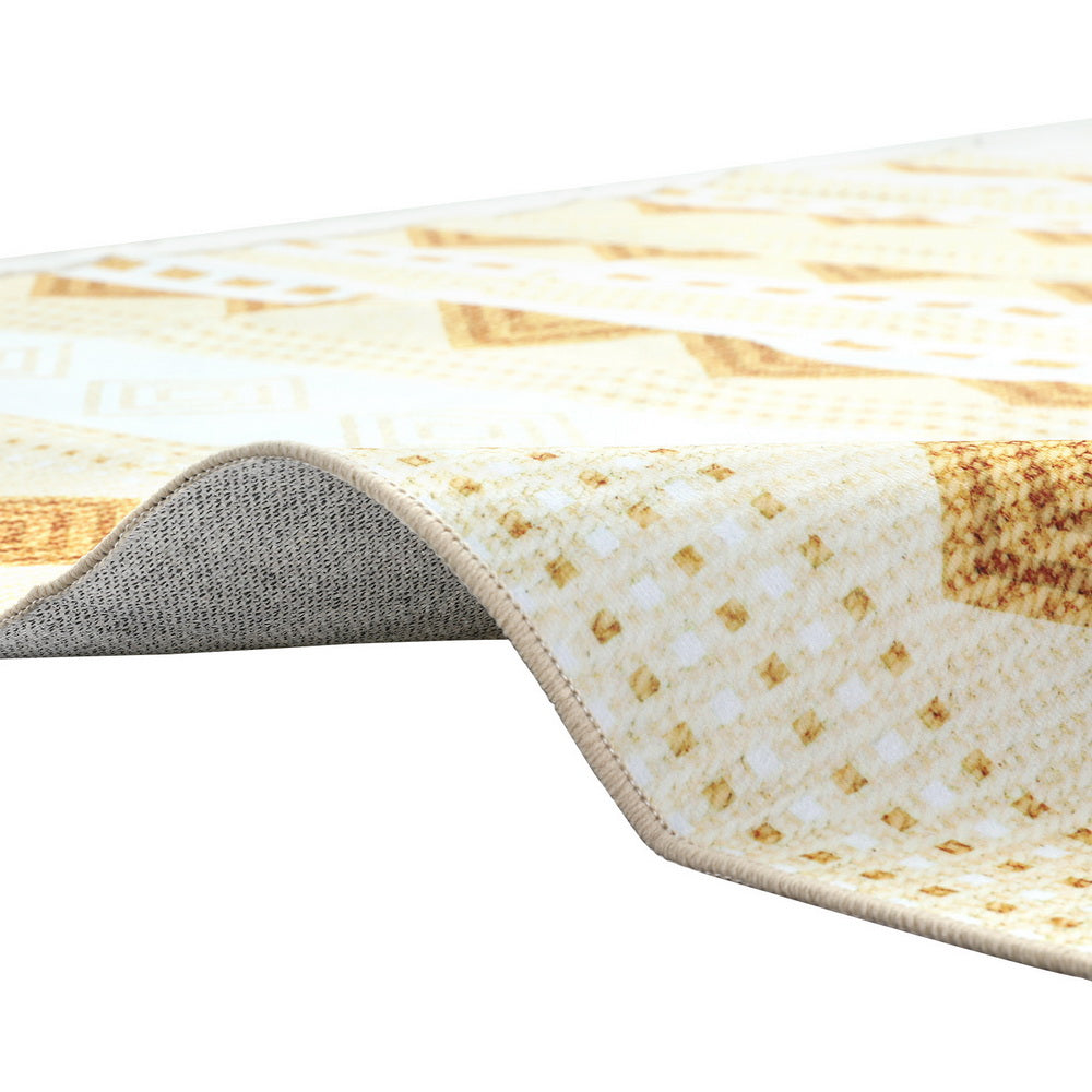 Ella Large Area Rug 200x290cm Washable Bohemian Yellow/White