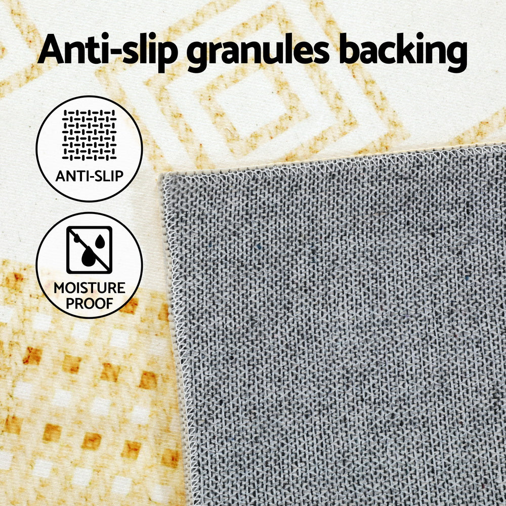 Ella Large Area Rug 200x290cm Washable Bohemian Yellow/White
