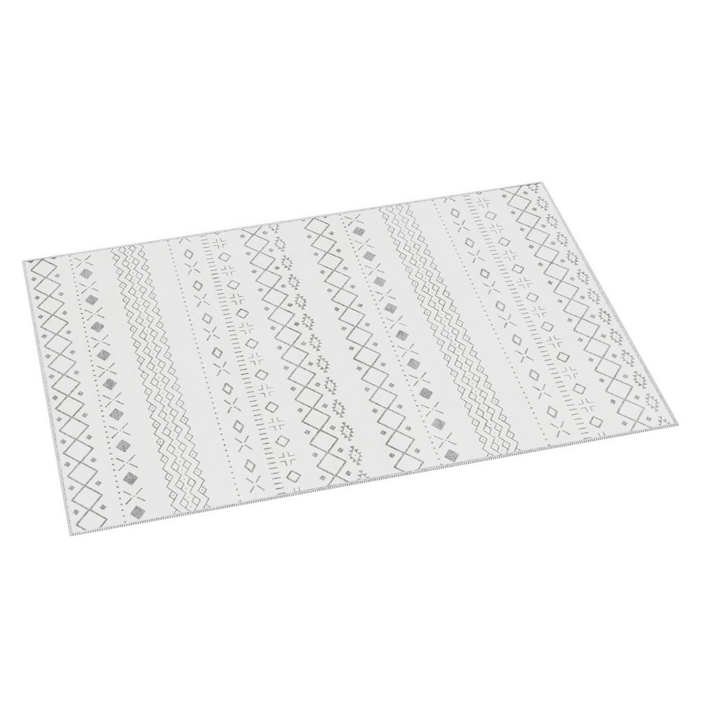 Una 120x160cm Area Rug Washable Bohemian Grey/White