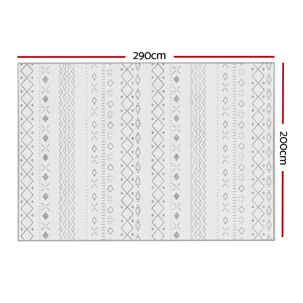 Una 200x290cm Area Rug Washable Soft Short Pile Grey White