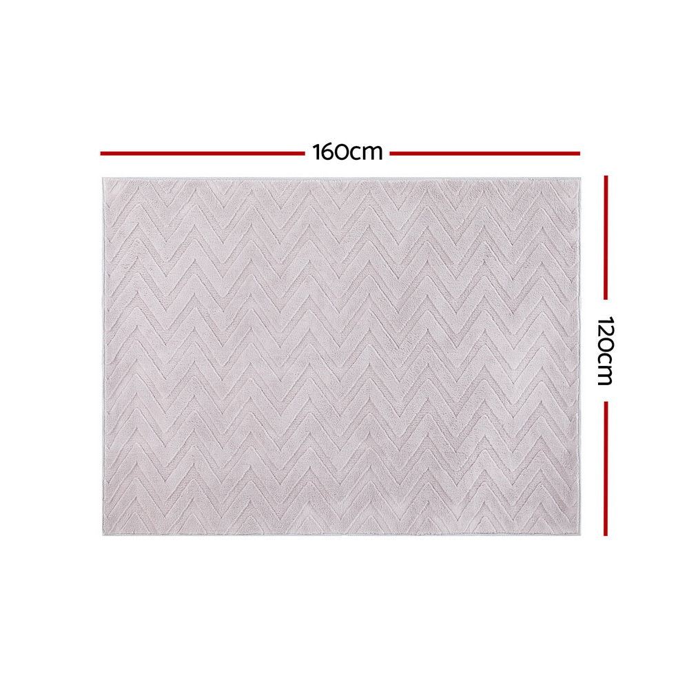 Azul 120x160cm Area Rug Washable Microfiber Ripple Pinkish Grey