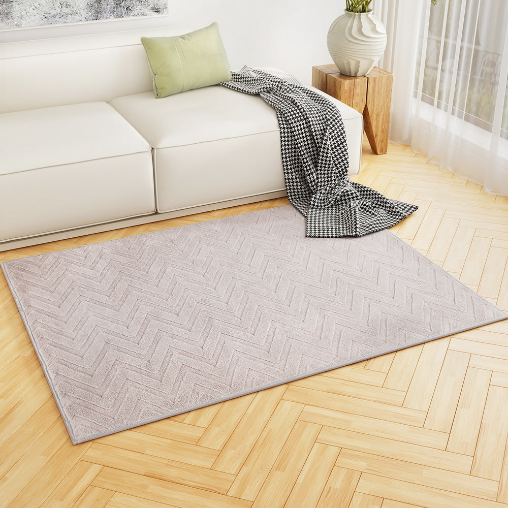 Azul 120x160cm Area Rug Washable Microfiber Ripple Pinkish Grey