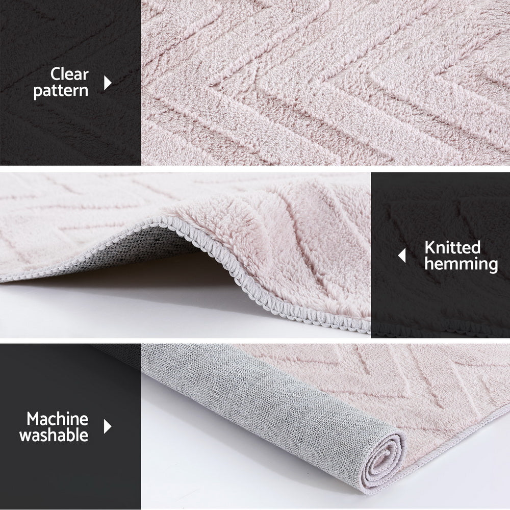 Azul 120x160cm Area Rug Washable Microfiber Ripple Pinkish Grey