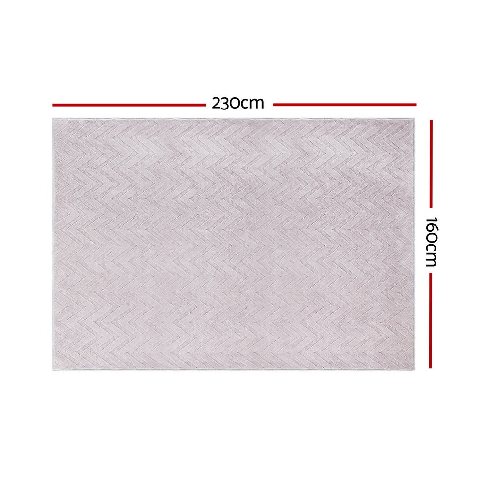 Azul 160x230cm Washable Area Rug Ripple Pattern Pinkish Grey