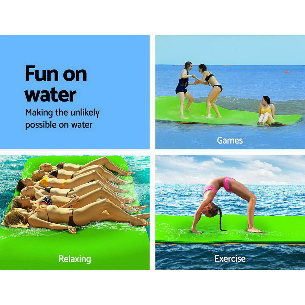 Weisshorn 2.7m Floating Water Mat Foam Pad Orange/Black/Green