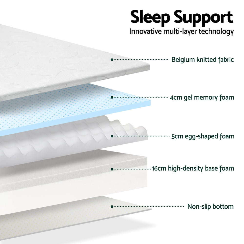 Belle Queen Memory Foam Mattress Cool Gel 25cm