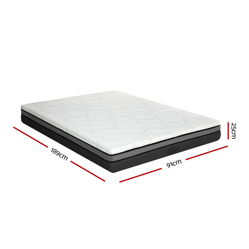 Belle Single Mattress Memory Foam Cool Gel 25cm