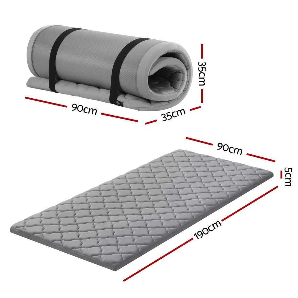 Giselle Single Foldable Mattress Camping Mat Grey