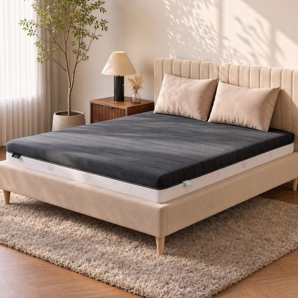 Giselle 18cm Double Memory Foam Mattress Dual Feel Reversible Charcoal Foam