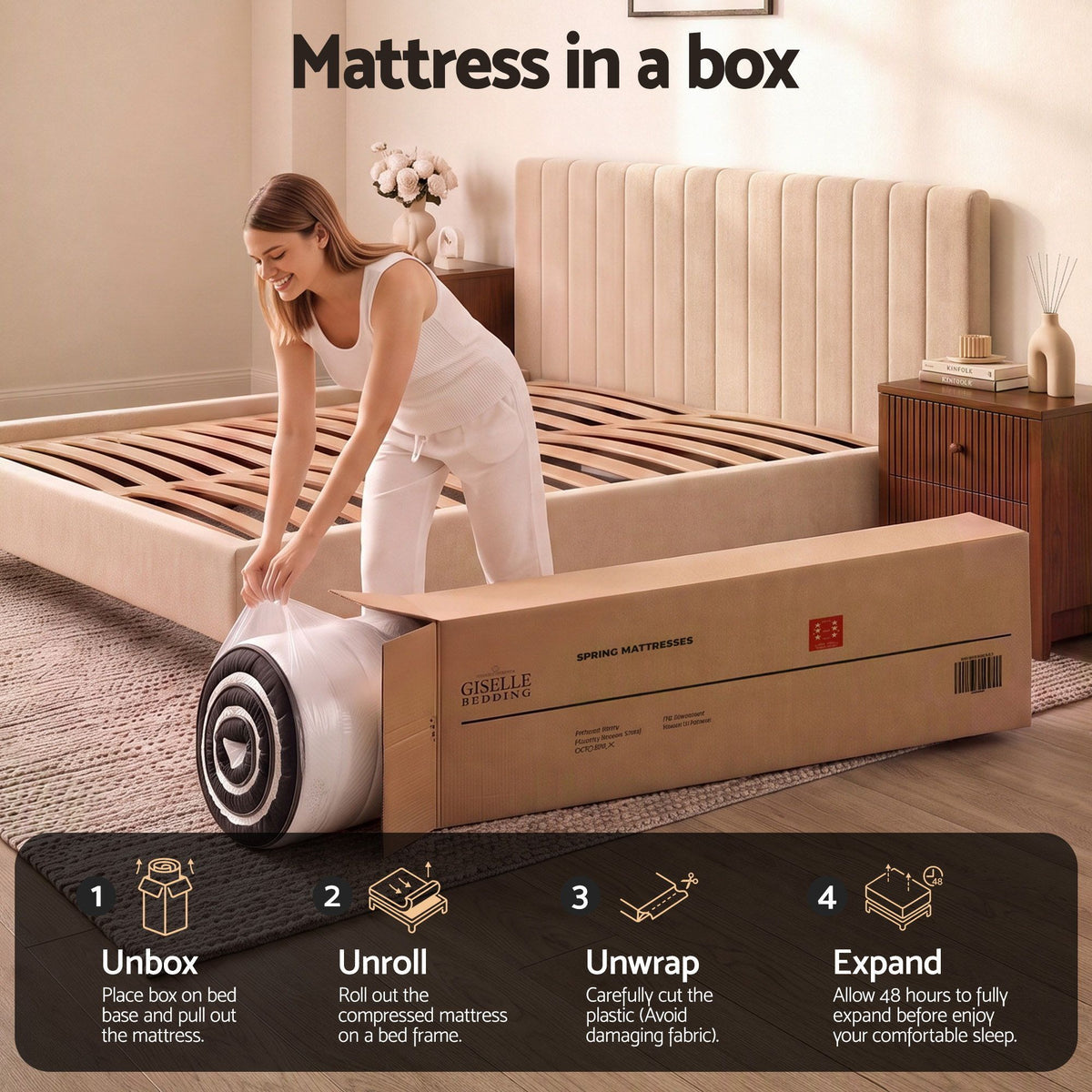 Giselle 18cm King Memory Foam Mattress Dual Feel Reversible Charcoal Foam