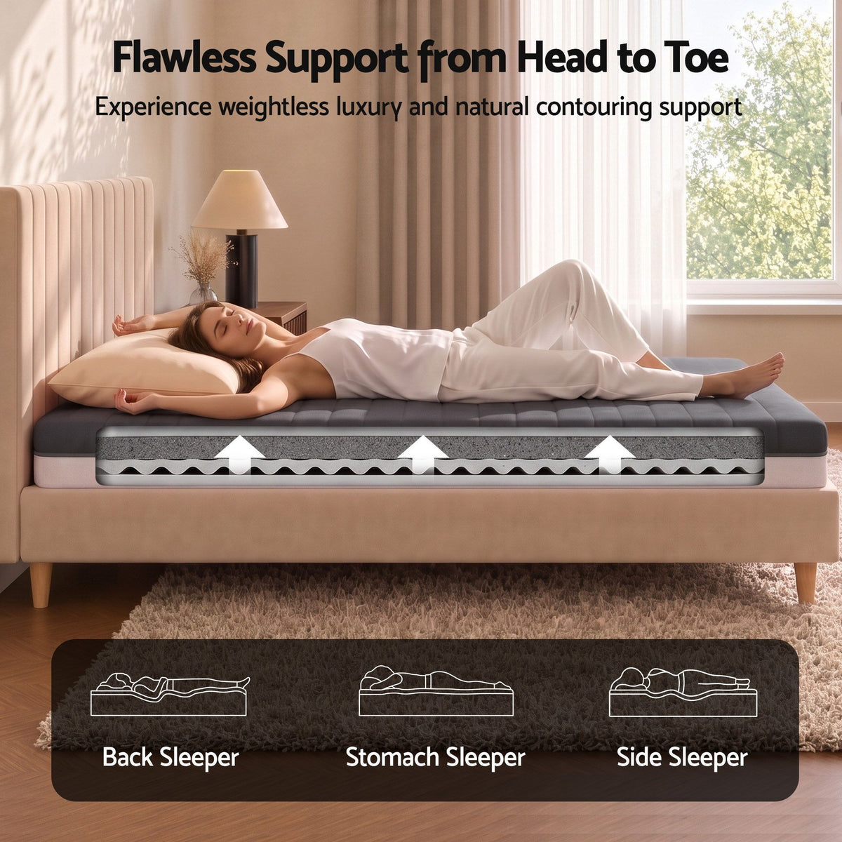 Giselle 18cm King Single Memory Foam Mattress Dual Feel Reversible Charcoal Foam