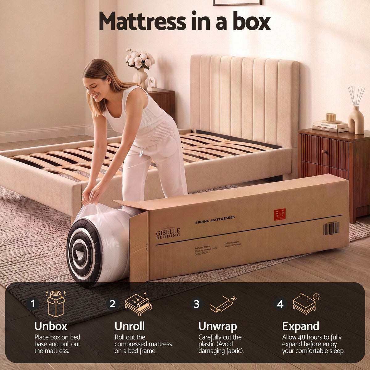 Giselle 18cm King Single Memory Foam Mattress Dual Feel Reversible Charcoal Foam