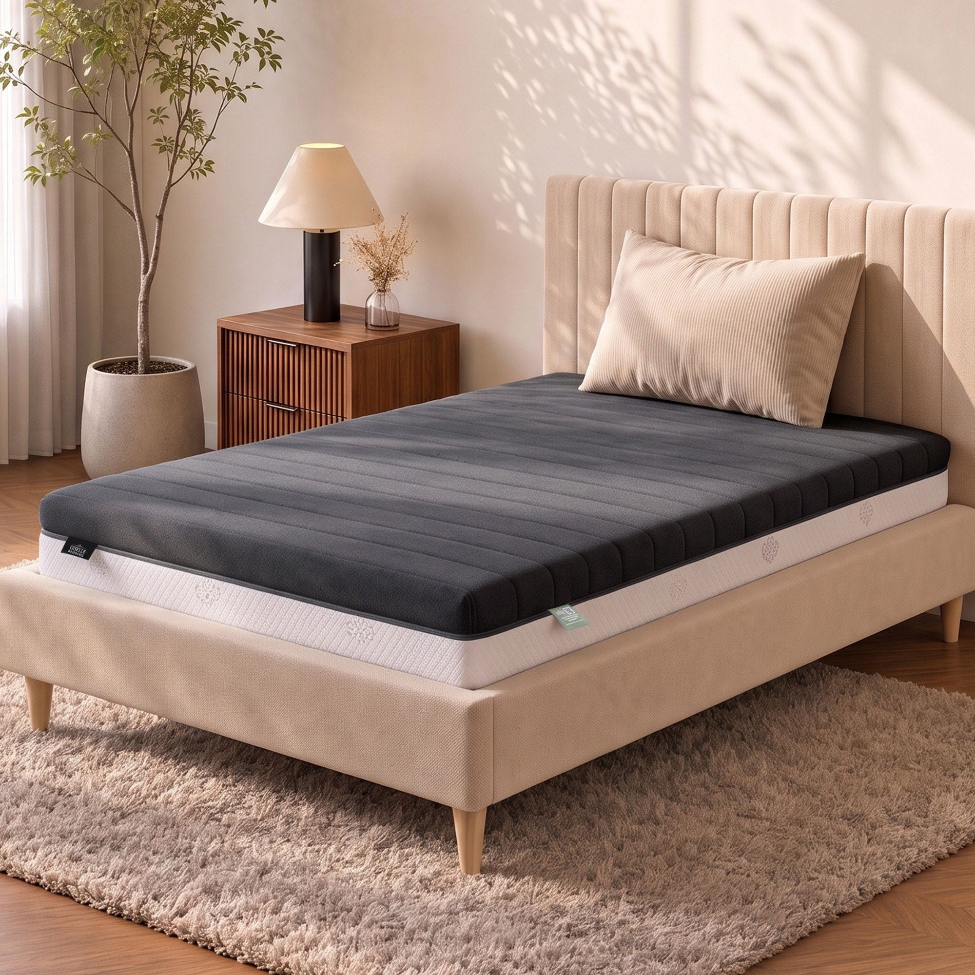 Giselle 18cm Single Memory Foam Mattress Dual Feel Reversible Charcoal Foam