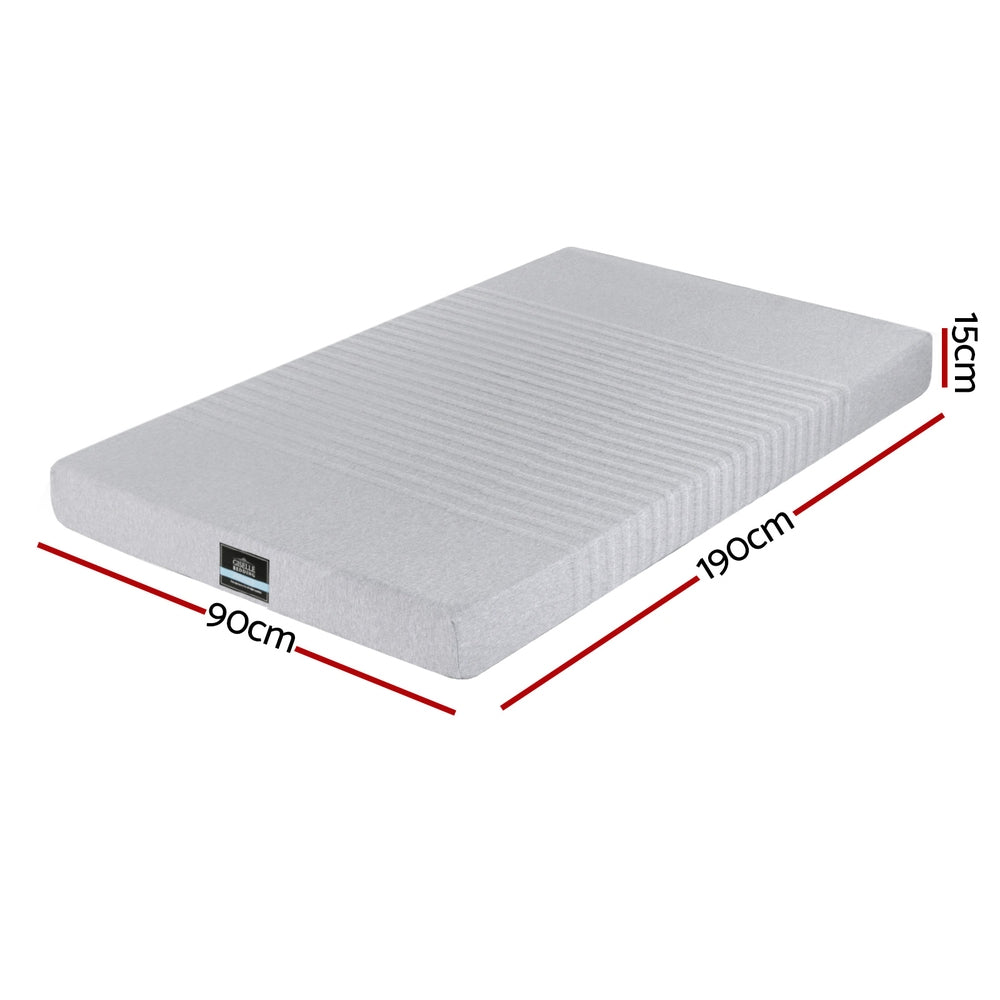 NOBLE Single Mattress Cool Gel Memory Foam Charcoal Bamboo Cover 15cm