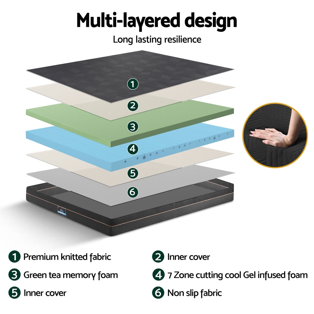 SHADOW King Memory Foam Mattress 18cm Green Tea Cool Gel