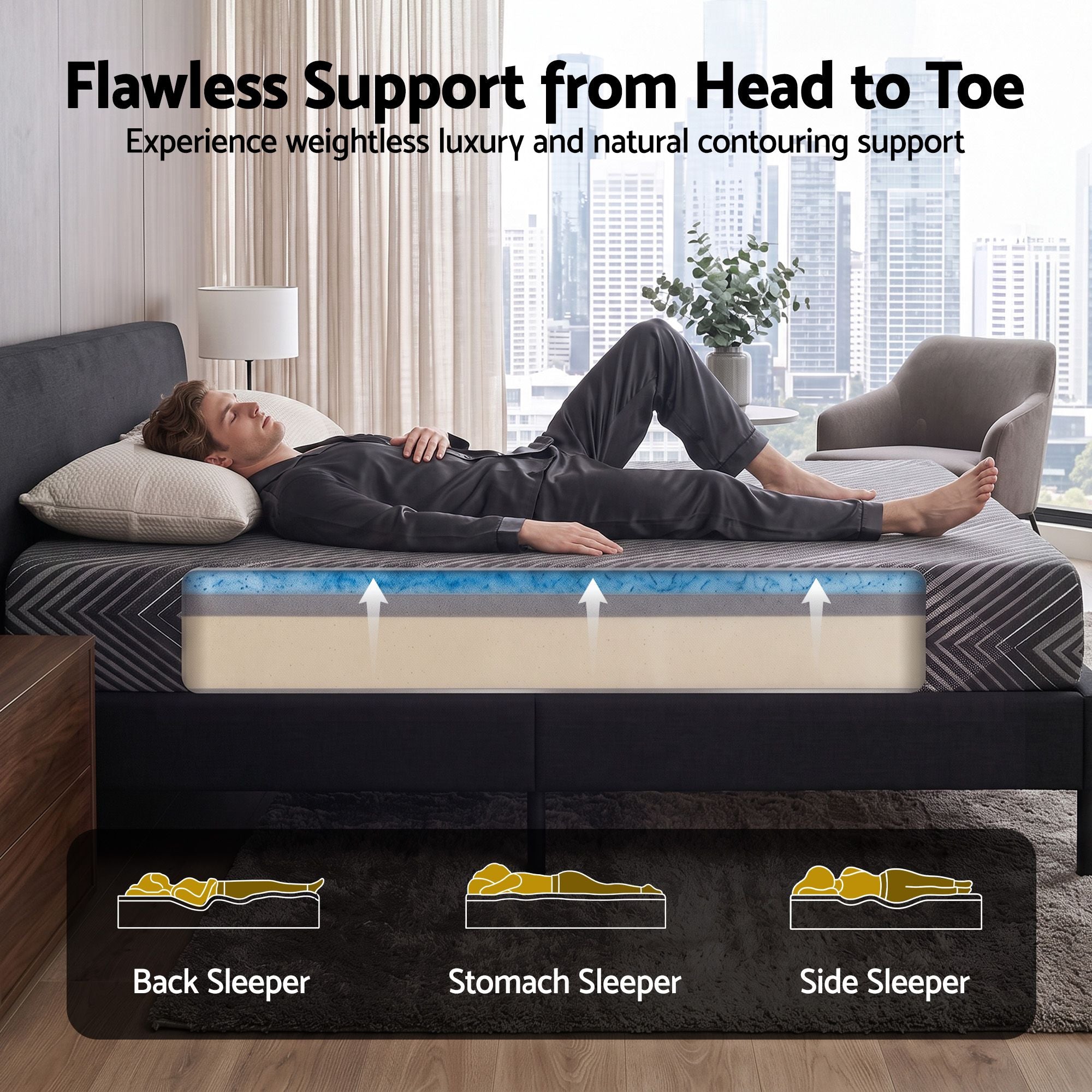 Giselle 25cm Double Memory Foam Mattress Gel Infused Foam Removable Cover