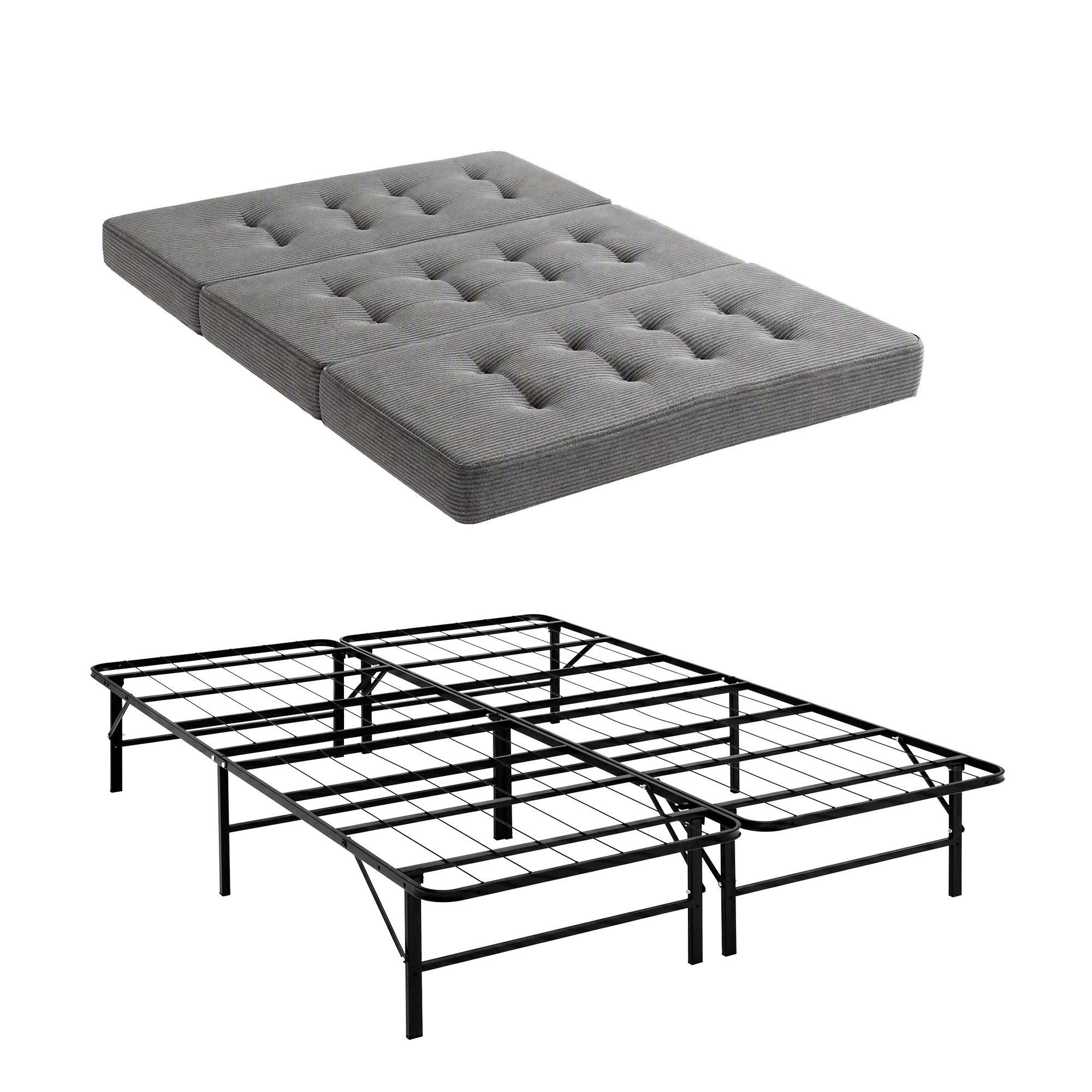 Giselle Double Folding Bed with Mattress Metal Frame Guest Bed 15cm Foam Foldable