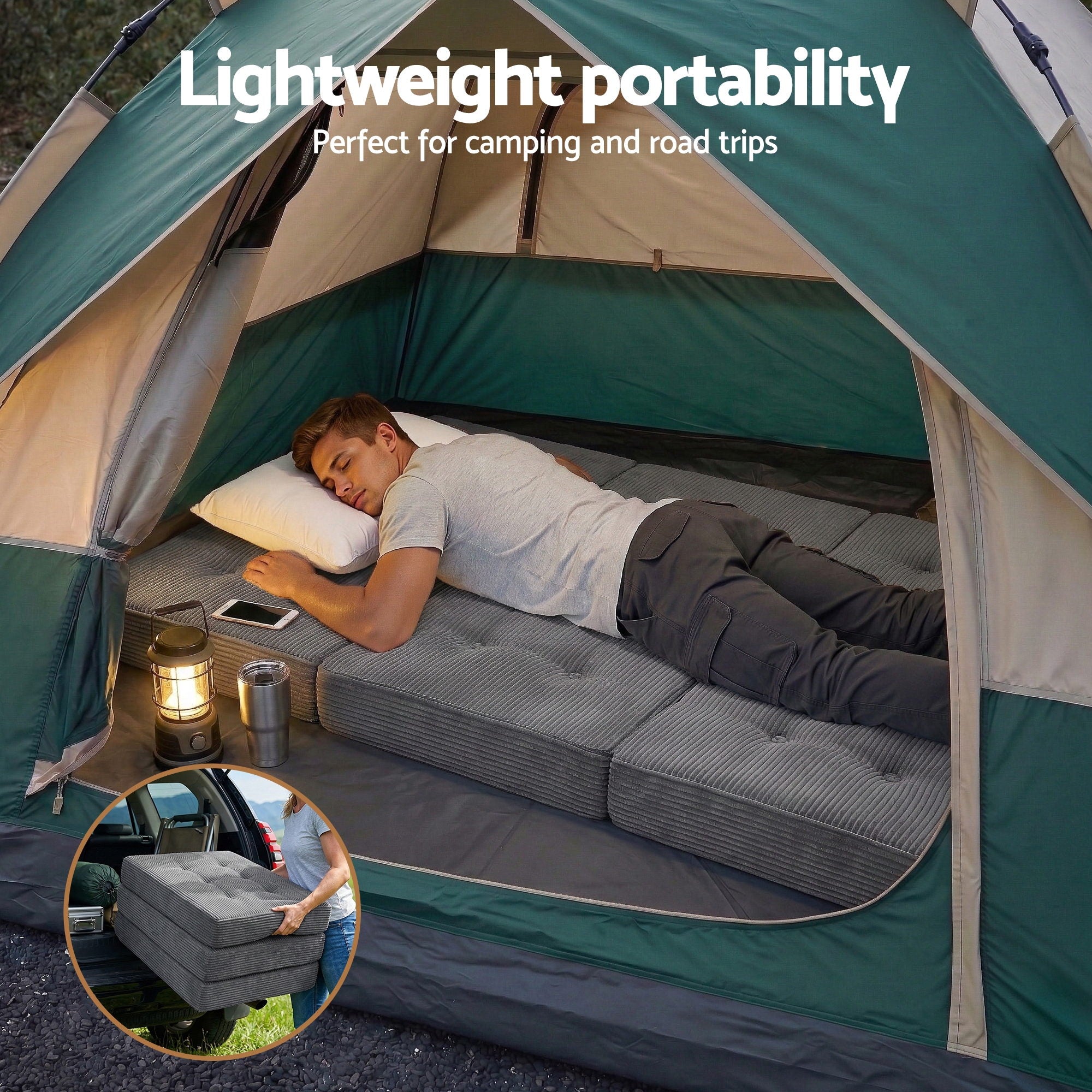 Giselle Single Folding Mattress 15cm Foldable Foam Portable Guest Sofa Bed Camping Mat